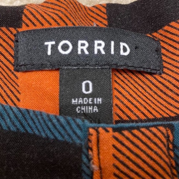 Torrid Mini Challis Skirtall Women’s 0 Orange Green Plaid Twee Suspenders Skirt - Picture 2 of 7
